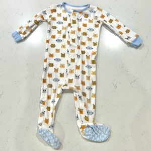 Magnetic me footed pajamas - 9-12 months, block animal print